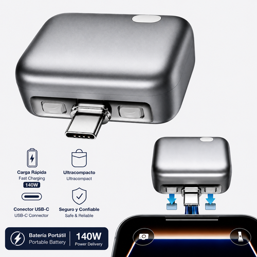 Adaptador de Carga Rapida de 140W con Separador de Seguridad